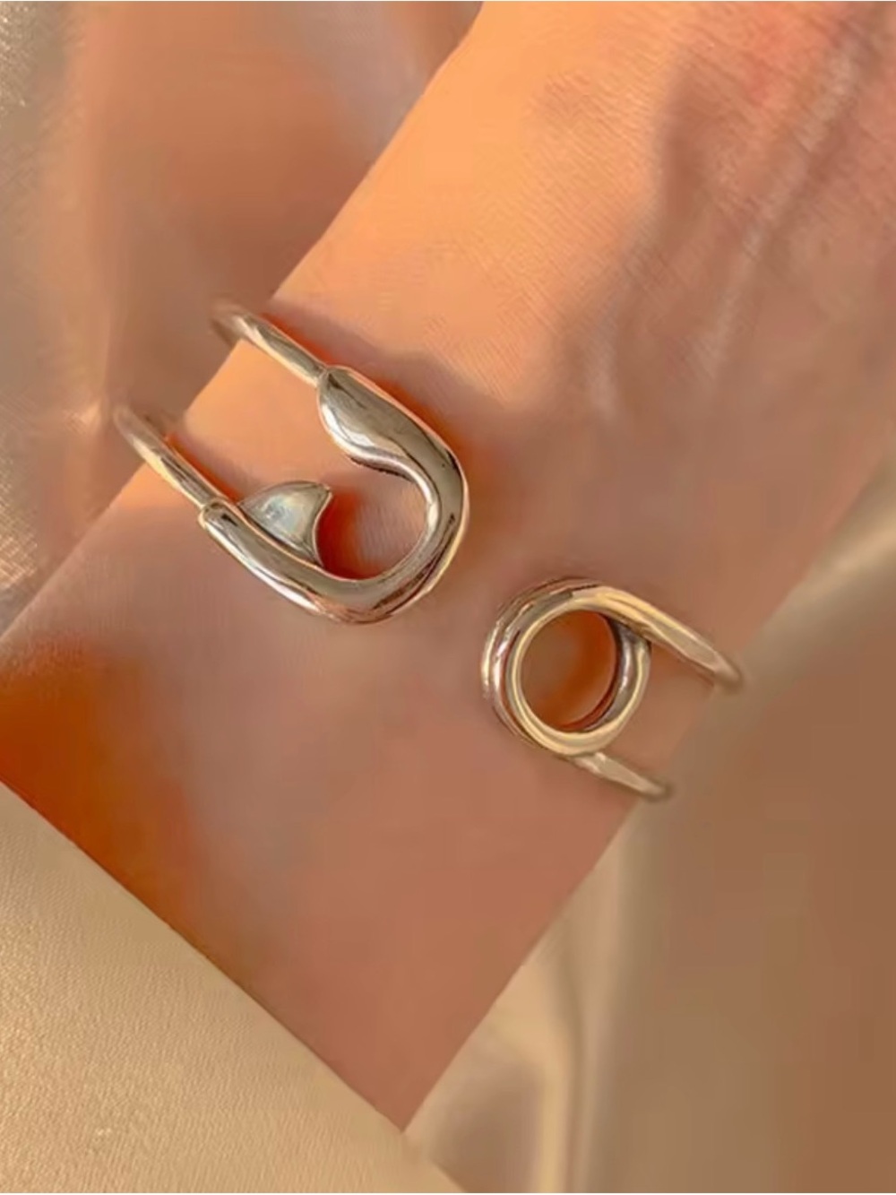 Contemporary Open Loop Cuff Bracelet - Silver